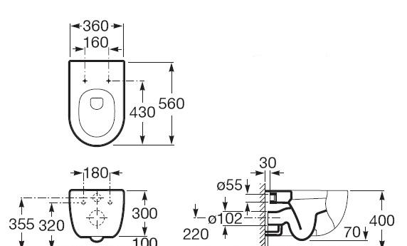 Roca Meridian-N, Унитаз подвесной, 346247000
