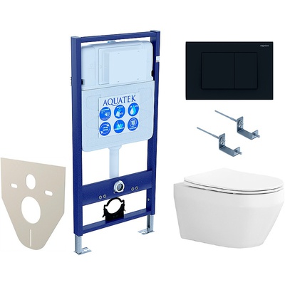 Aquatek Лея, Унитаз подвесной с инсталляцией и кнопкой, SET AQUATEK ЛЕЯ-012 4в1