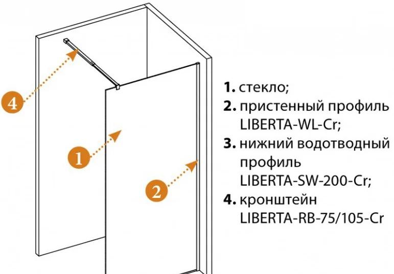 Душевая перегородка - Cezares, Liberta, 70x195 см, LIBERTA-L-1-70-C-Cr / L-1-70-C-Cr