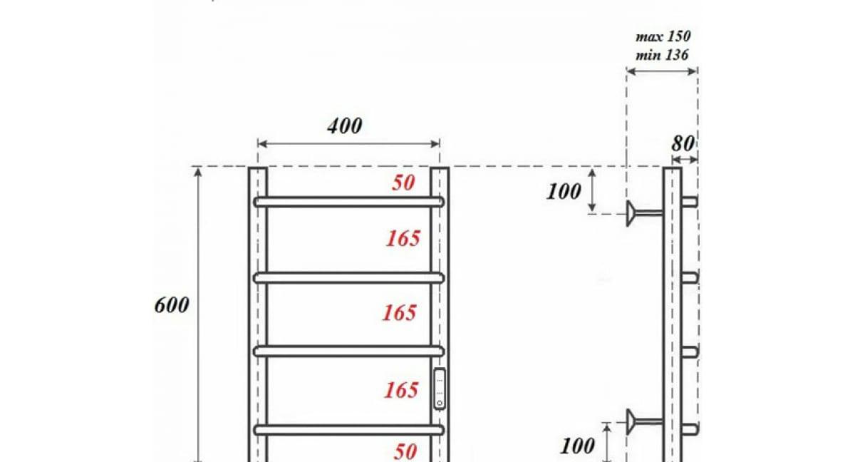 Полотенцесушитель электрический - Point, Ника, 15x40x60 см, PN08846