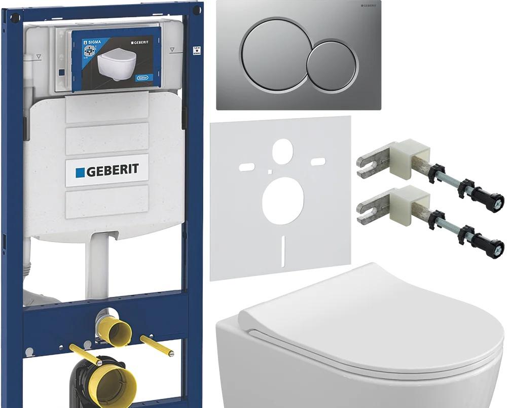 Geberit без коллекции, Унитаз подвесной с инсталляцией и кнопкой, BB124CB