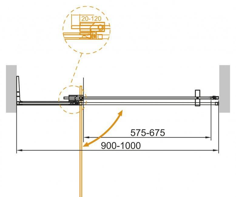 Душевая дверь - Cezares, Slider B1, 90x195 см, SLIDER-B-1-90/100-GRIGIO-Cr