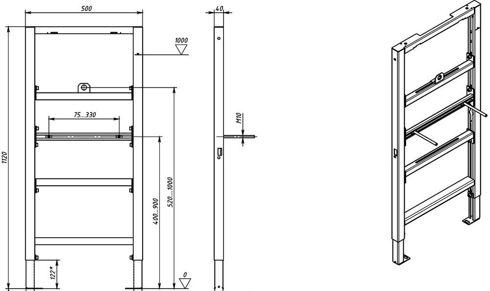 Инсталляция для писсуара - Aquatek, без коллекции, 4x50x132 см, INSU-0000001