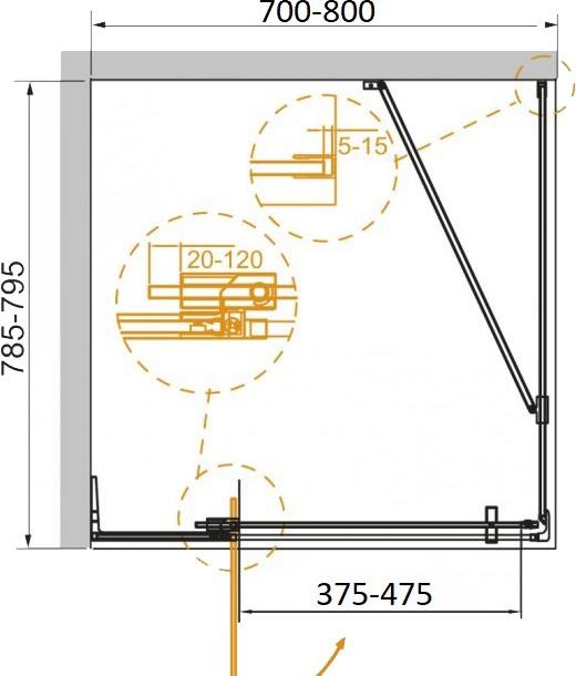 Душевой уголок - Cezares, Slider, 70x80x195 см, SLIDER-AH-1-100-70/80-C-Cr