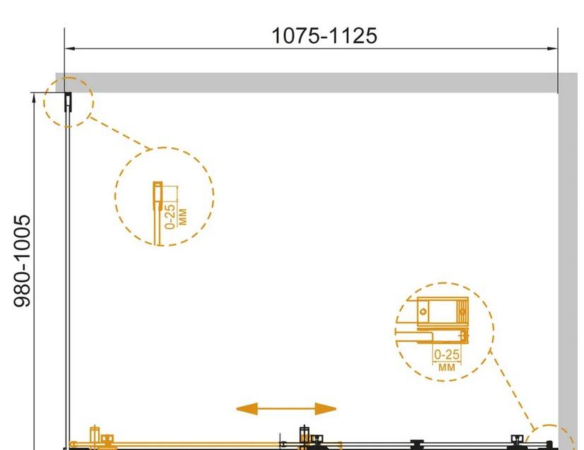 Душевой уголок - Cezares, Stylus Soft, 100x110x195 см, STYLUS-SOFT-AH-1-110/100-C-Cr