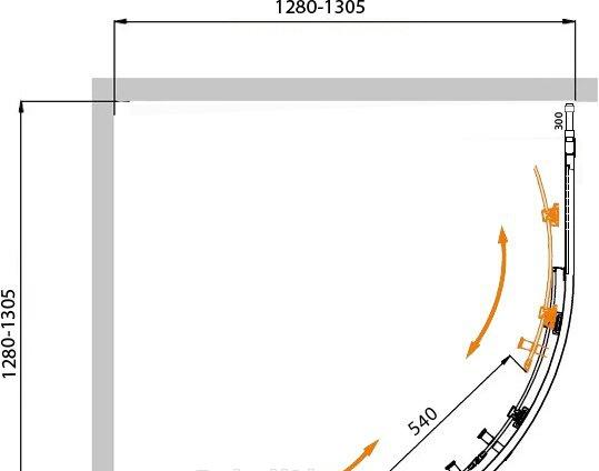 Душевой уголок - Cezares, Molveno, 130x130x195 см, MOLVENO-R-22-100+30-P-Cr / R-22-100+30-P-Cr
