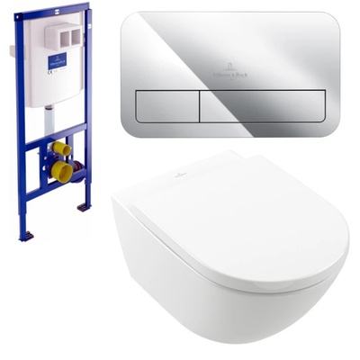 Villeroy&Boch Subway 3.0, Унитаз подвесной с инсталляцией и кнопкой, 9773B003-7202