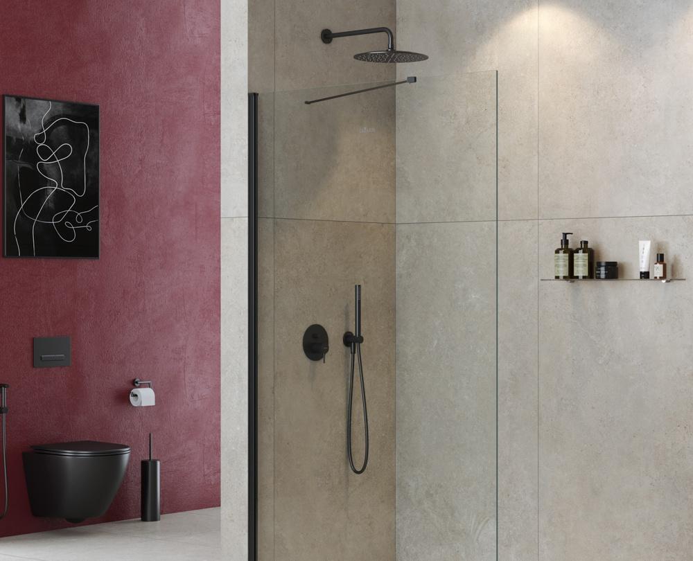 Душевая перегородка - Cezares, Liberta, 80x70x195 см, LIBERTA-L-1-TB-80-C-NERO