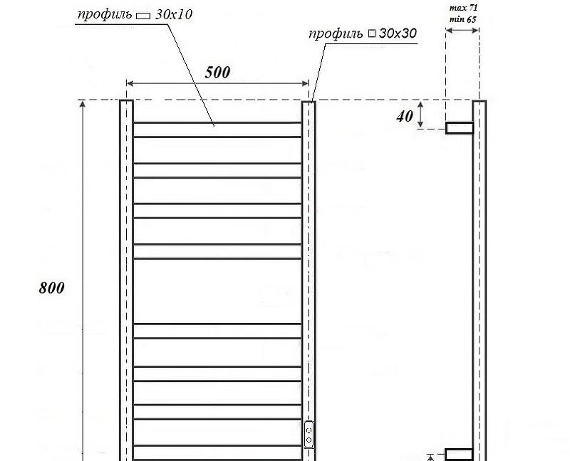 Полотенцесушитель электрический - Point, Меркурий, 8x53x80 см, PN83858B