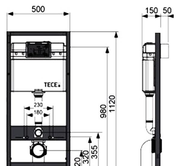 Инсталляция для унитаза - Tece, Profil, 20x50.6x112 см, 9400405/K447226