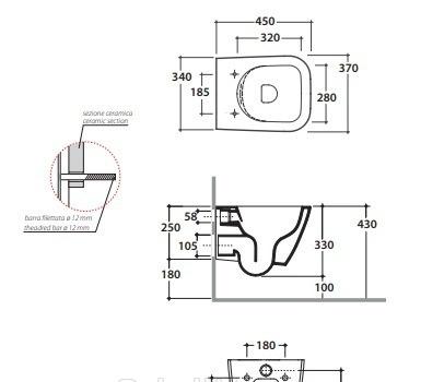 Globo Stone, Унитаз подвесной, STS07.BI