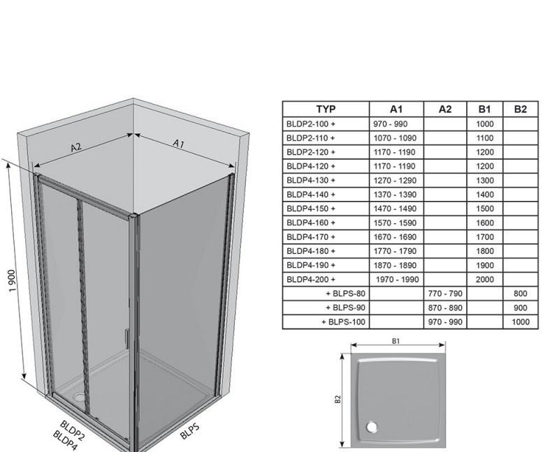 Душевая дверь - Ravak, Blix, 0.6x110x190 см, 0PVD0U00Z1
