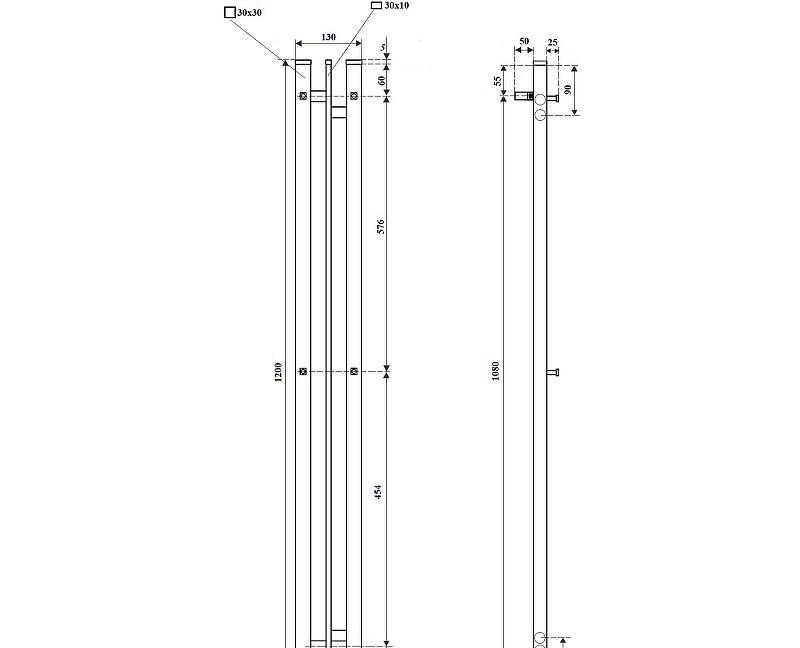 Полотенцесушитель электрический - Point, Фрея, 10.5x13x120 см, PN20712W
