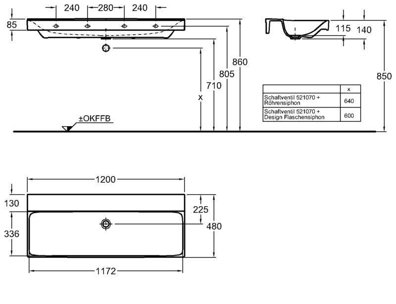 Раковина - Geberit, Xeno², 48x120x14 см, 127020000 / 500.551.01.1