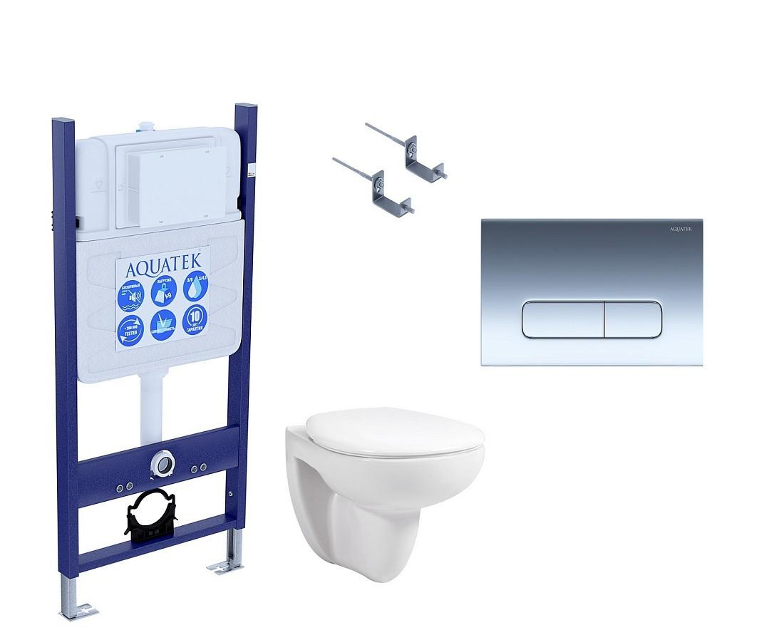 Aquatek Каир, Унитаз подвесной с инсталляцией и кнопкой, SET AQUATEK КАИР-14-016