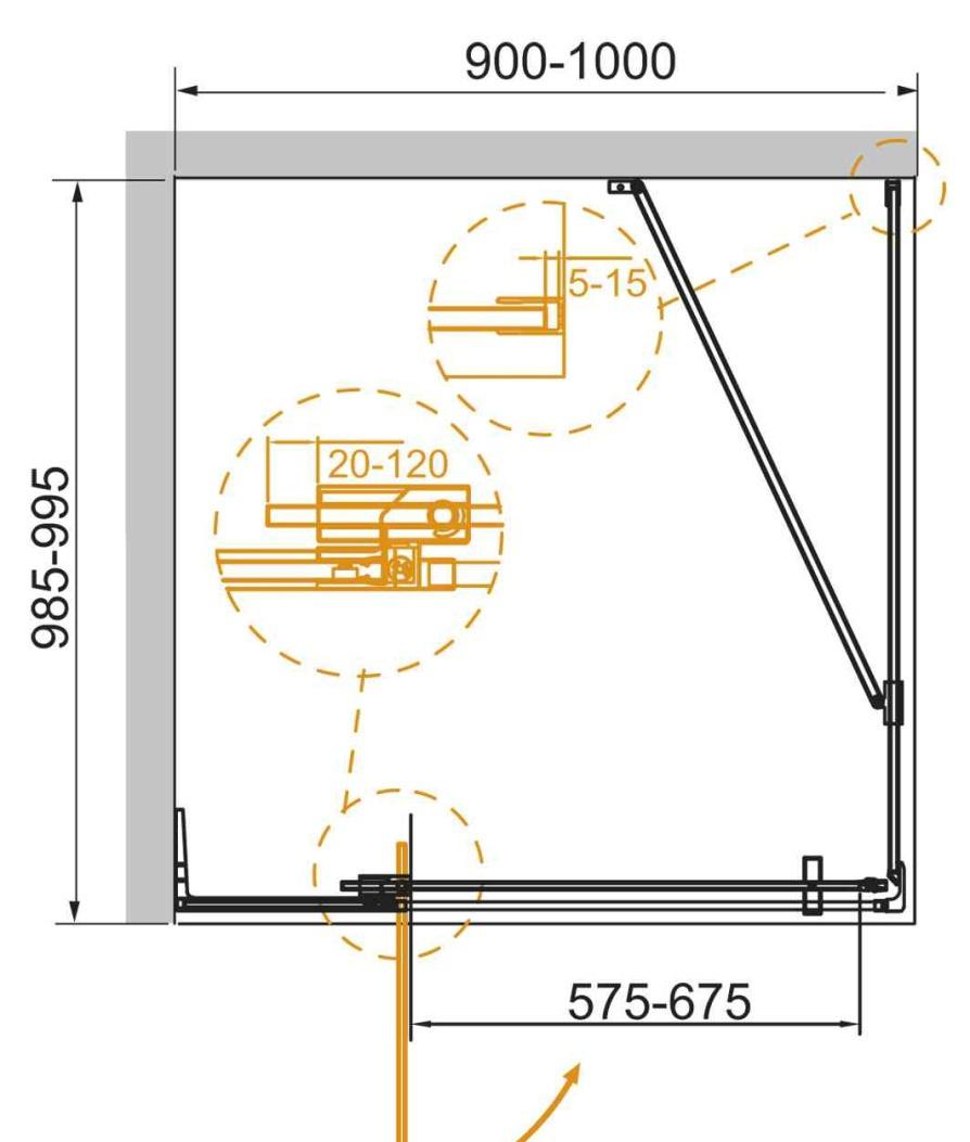 Душевой уголок - Cezares, без коллекции, 100x90x195 см, SLIDER-AH-1-100-90/100-C-BORO