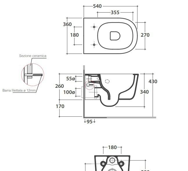 Globo Lalita, Унитаз подвесной, LTS02BI
