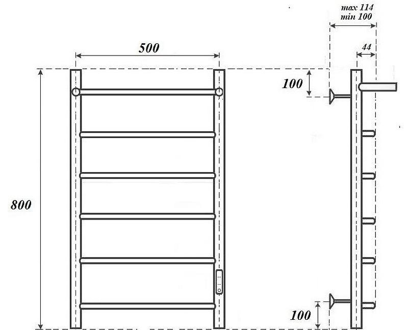 Полотенцесушитель электрический - Point, Афина, 11.4x53.2x80 см, PN04858P