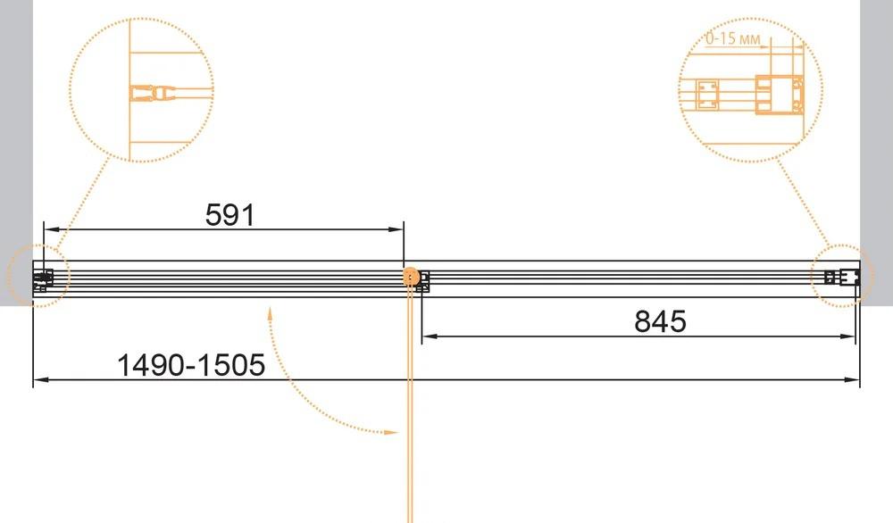 Душевая дверь - Cezares, Urban, 150x195 см, B-12-150-C-CR / URBAN-B-12-150-C-CR
