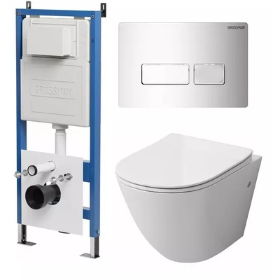 Grossman без коллекции, Унитаз подвесной с инсталляцией и кнопкой, 97.4411S.03.100