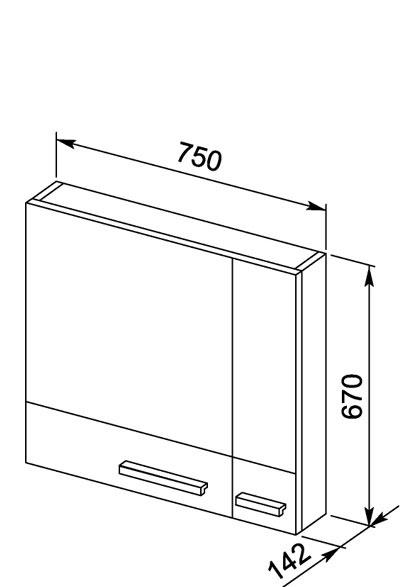 Aquanet Нота, Шкаф-зеркало, EB2523-R9-E52