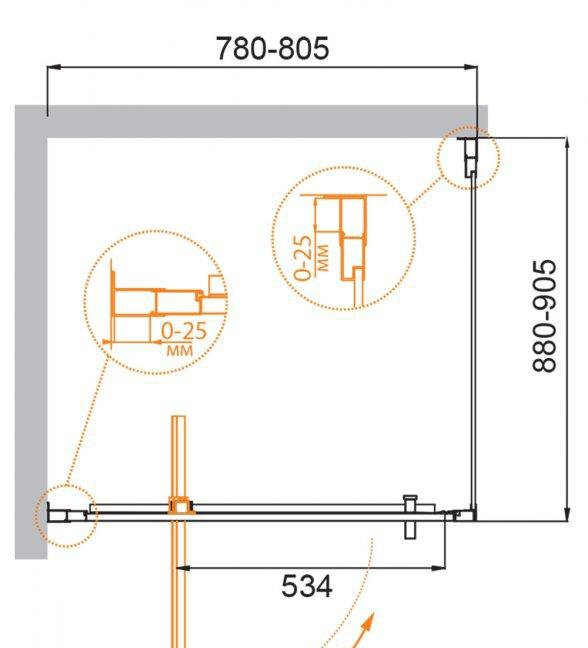 Душевой уголок - Cezares, Molveno, 80x90x195 см, MOLVENO-AH-1-80/90-C-Cr-IV