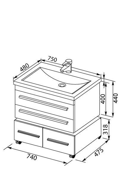 Aquanet Нота, Тумба для раковины, 539098