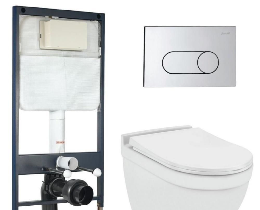 Jaquar Solo, Унитаз подвесной с инсталляцией и кнопкой, JAQUAR-WC-SET-04