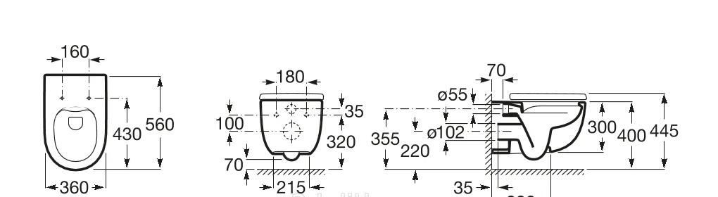 Roca Meridian, Унитаз подвесной, A34H240000