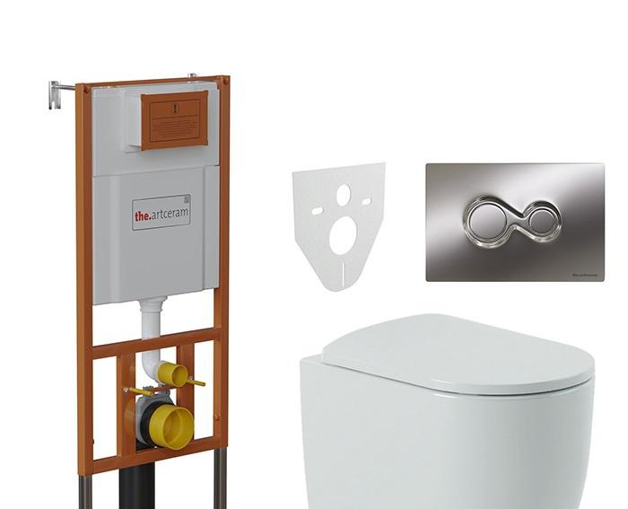 ArtCeram Monet, Унитаз подвесной с инсталляцией и кнопкой, ARTCERAM Monet Комплект 6в1