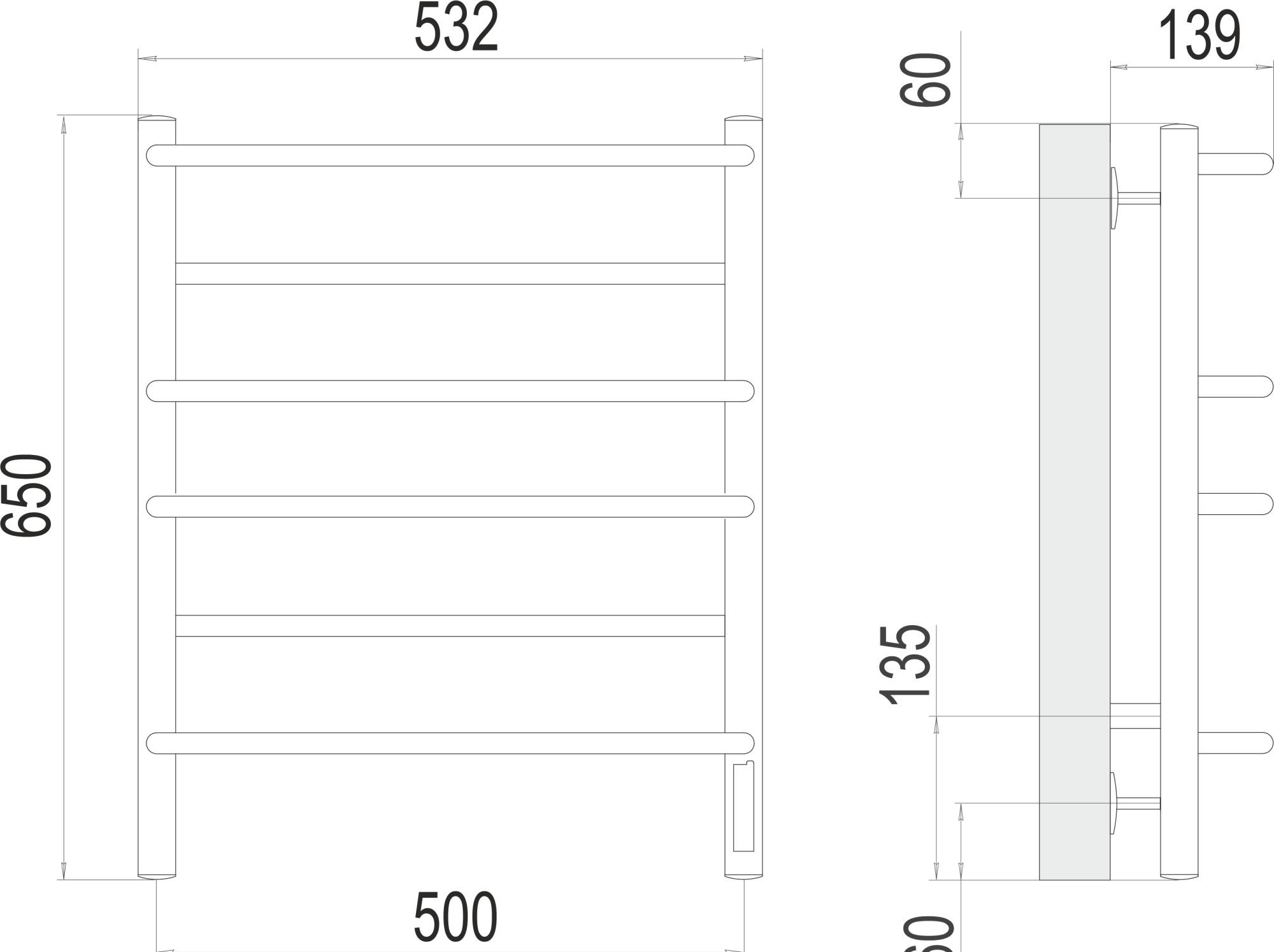 Полотенцесушитель электрический - Terminus, Виктория, 13.9x53.19x65 см, 4670078531278