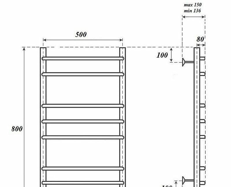 Полотенцесушитель водяной - Point, Нептун, 15x53.2x80 см, PN09158