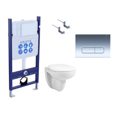 Aquatek Каир, Унитаз подвесной с инсталляцией и кнопкой, SET AQUATEK КАИР-14-016