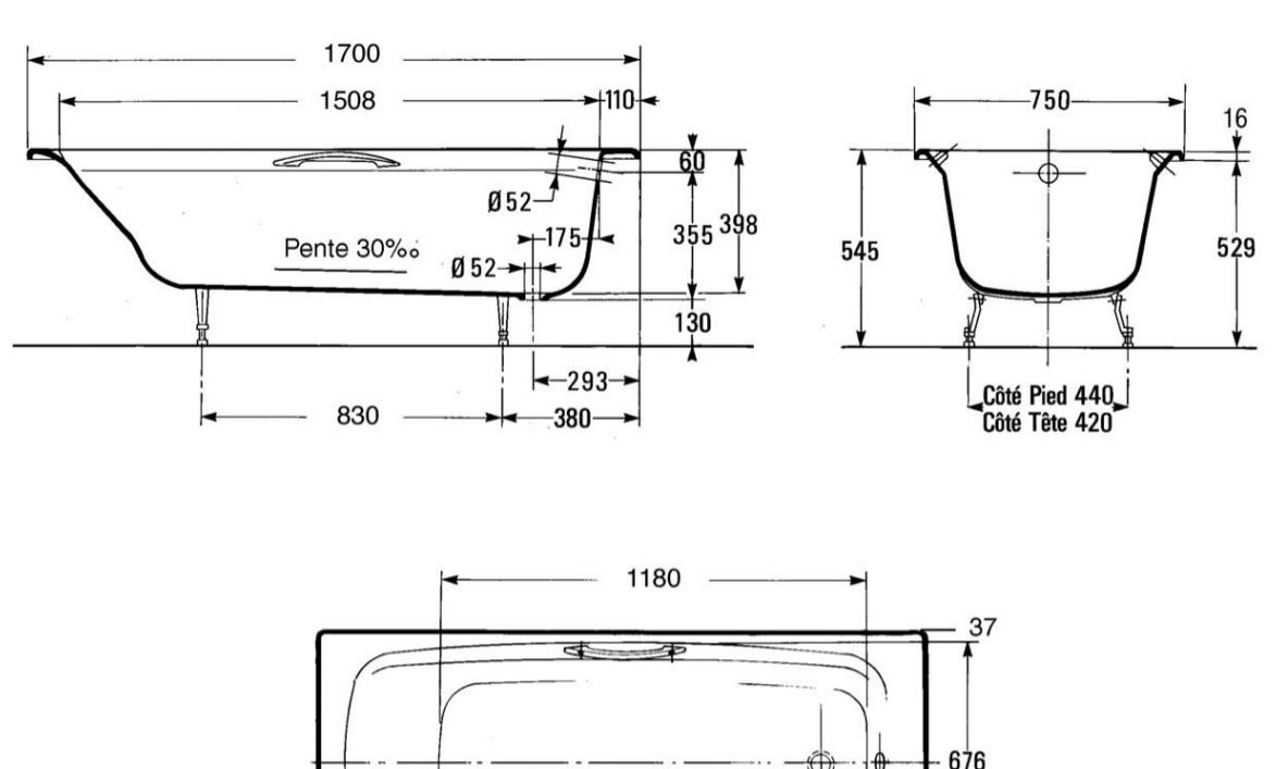 Чугунная ванна Jacob Delafon Diapason E2937-00 170x75