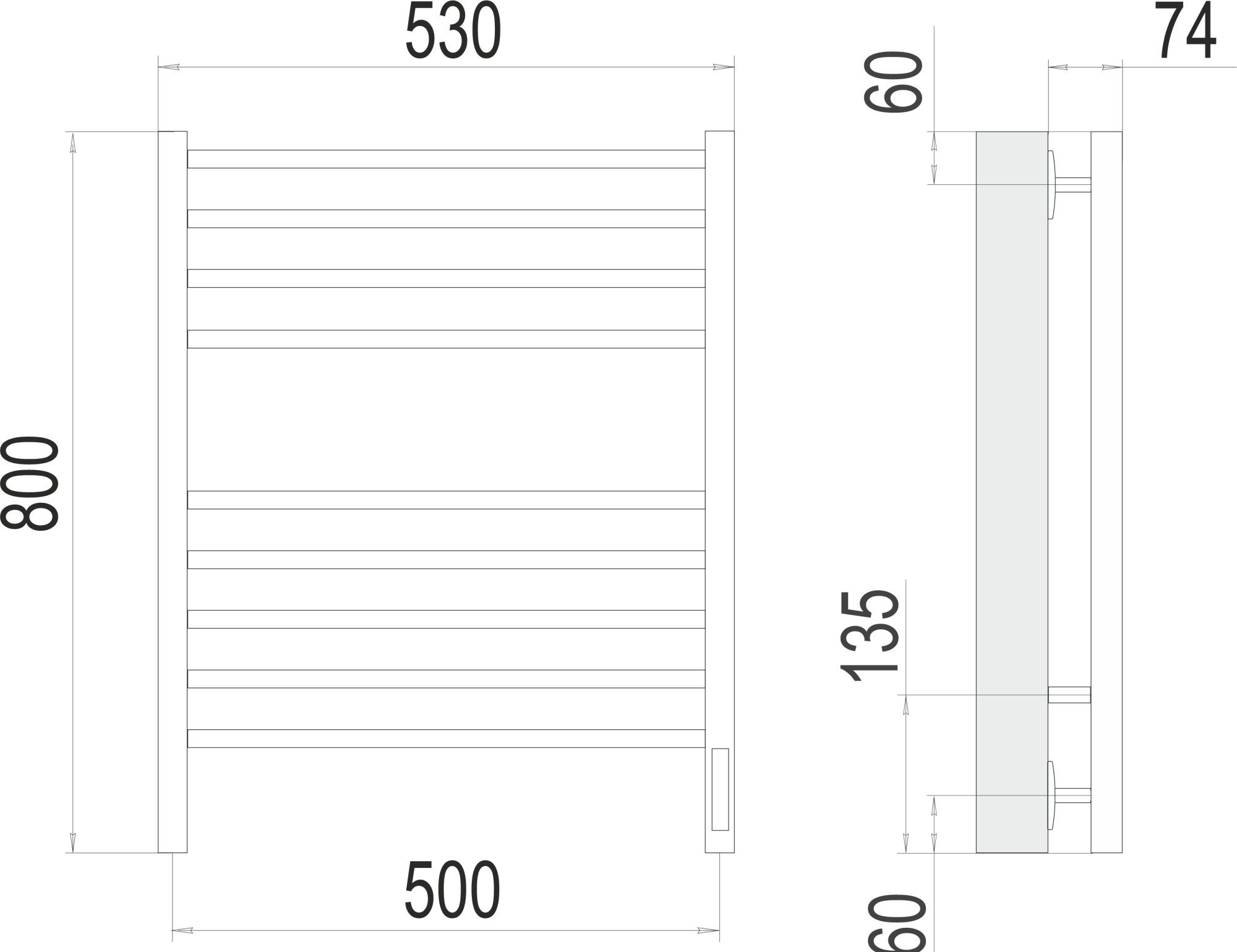 Полотенцесушитель электрический - Terminus, Ватикан, 7.4x53x80 см, 4670078527530