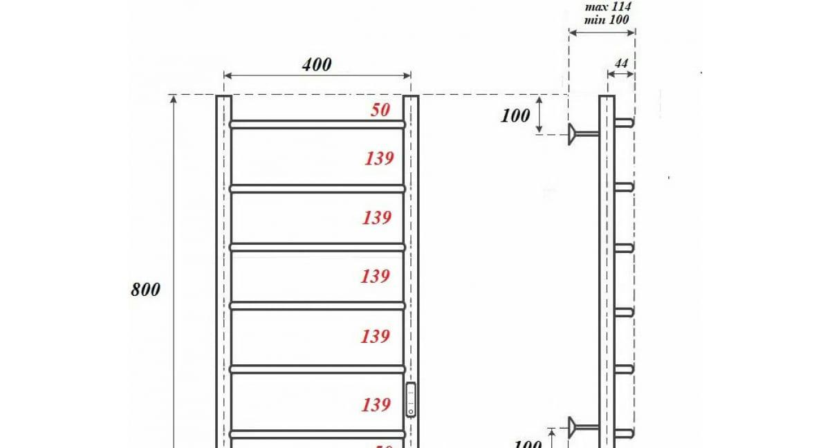 Полотенцесушитель электрический - Point, Афина, 11.4x40x80 см, PN04848