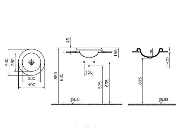 Vitra Liquid, Раковина, 7311B403-0016