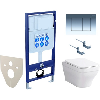 Aquatek Амадео, Унитаз подвесной с инсталляцией и кнопкой, SET AQUATEK АМАДЕО-010 4в1