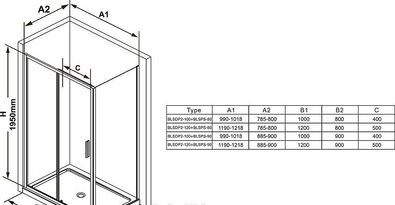 Боковая стенка - Ravak, Blix Slim, 90x195 см, X9BM70300Z1