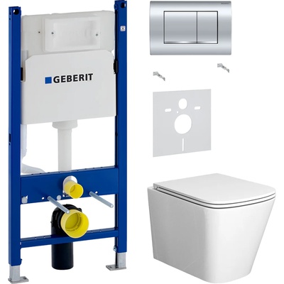 Geberit без коллекции, Унитаз подвесной с инсталляцией и кнопкой, BB18nero matt