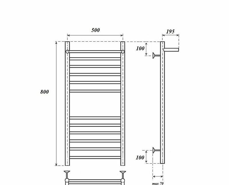 Полотенцесушитель водяной - Point, Аврора Премиум, 26.5x53.2x80 см, PN10158SP
