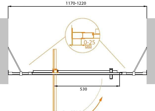 Душевая дверь - Cezares, Molveno, 120x190 см, MOLVENO-BA-12-80+40-C-Cr-IV