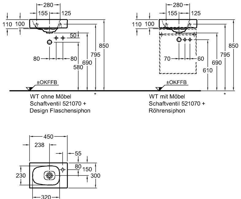 Geberit Citterio, Раковина, 500.541.01.1