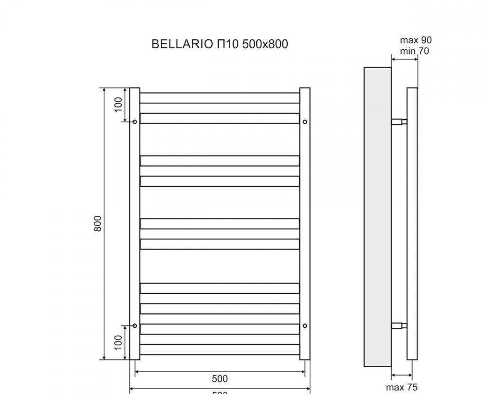 Полотенцесушитель водяной - Lemark, Bellario, 7x50x80 см, LM68810BL