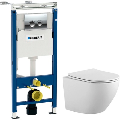 Aquatek Европа, Унитаз подвесной с инсталляцией и кнопкой, SET ЕВРОПА хром