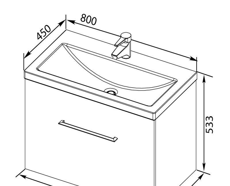 Aquanet Порто, Тумба с раковиной, 6656mkr / S-UM-COM80/1-w / UM-COM80/1