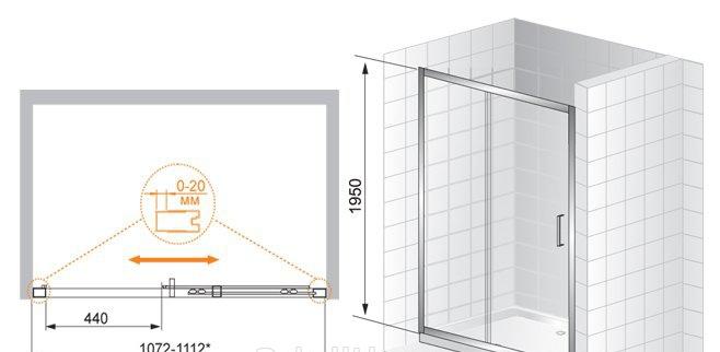 Душевая дверь - Cezares, Porta, 130x195 см, PORTA-D-BF-1-130-P-Cr / PORTA-BF-1-130-P-Cr