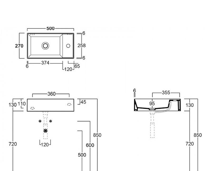 Раковина - Simas, Agile, 27x50x13 см, 1.WH11.0.514 / 1WH110514