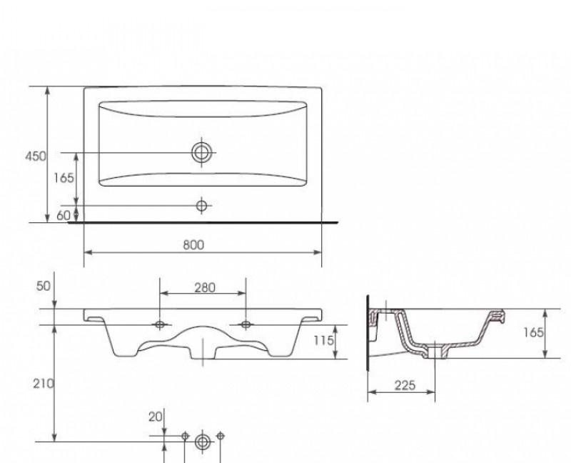 Aquanet Порто, Тумба с раковиной, 6656mkr / S-UM-COM80/1-w / UM-COM80/1
