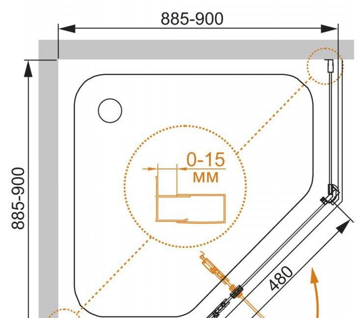 Душевой уголок - Cezares, Eco, 90x90x195 см, ECO-O-P-1-90-C-NERO